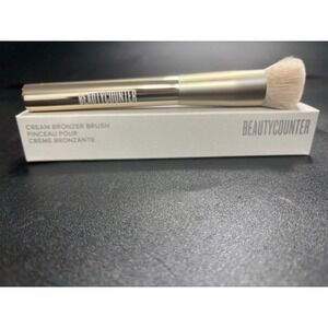 Beautycounter Cream Bronzer Brush Gold Handle Angled Synthetic Bristles NIB